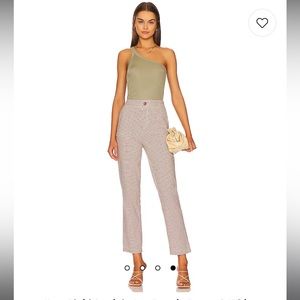 Free People ‘Kate Plaid Straight Leg Pants Green&white